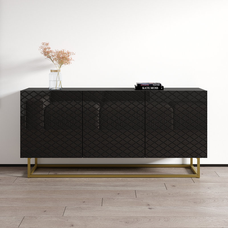 Buffet de 63 po de largeur Danyette, Noir