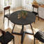  Round Dining Table: Pedestal Metal Frame, Space-Saving Industrial Style-1252351161-1256635882
