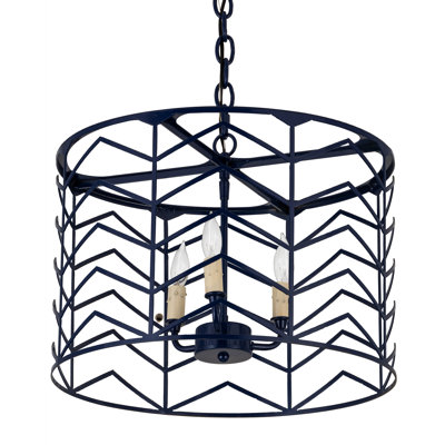 Lustre tambour 3 lumières à abat-jour Analissa