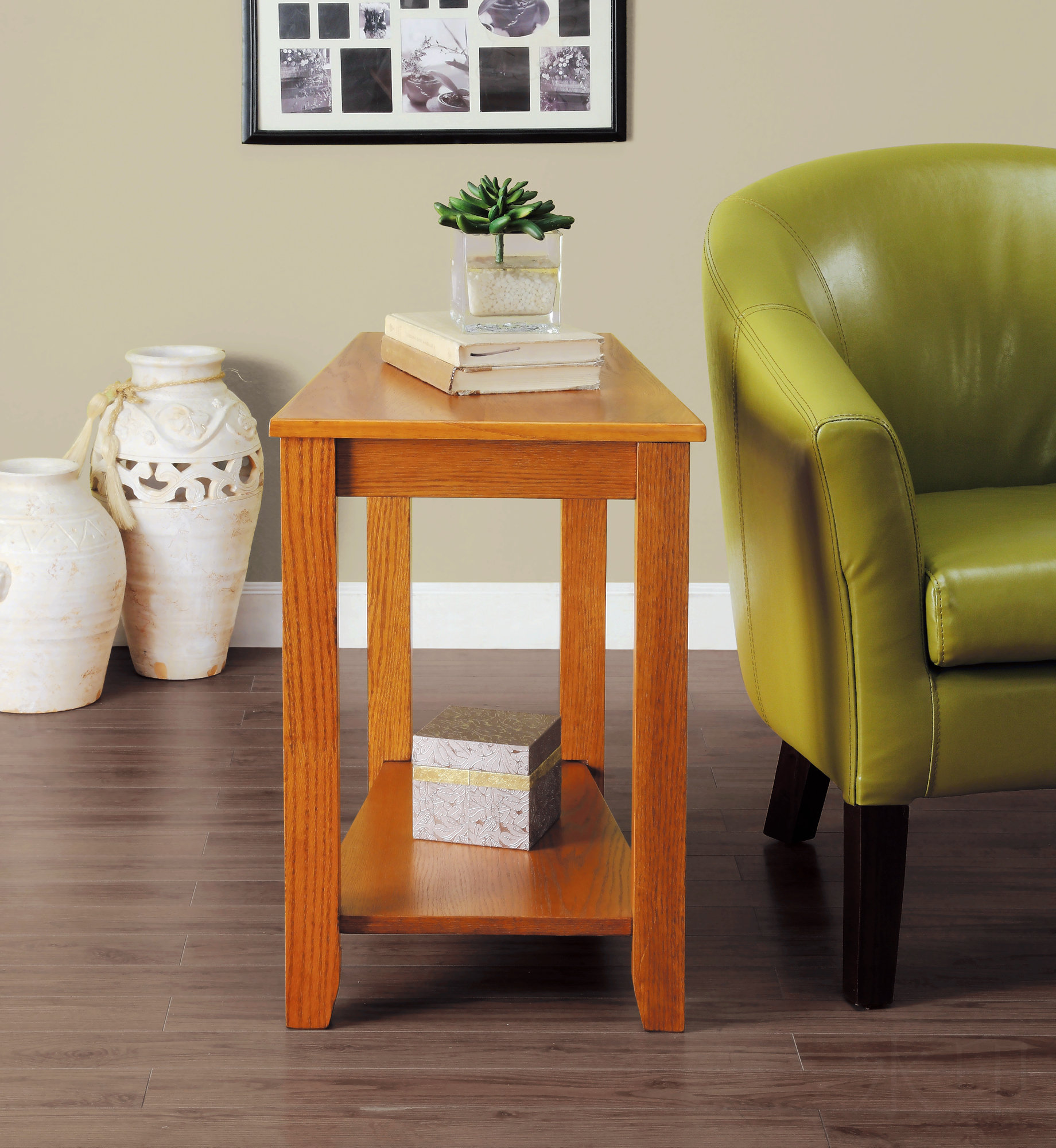 Lark Manor™ Contemporary Chairside Table With Lower Shelf Wedge Shape