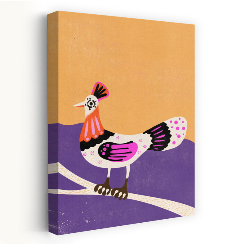 Colorful Folk Bird Abstract Colorful Modern Bird Nature Wall Art Print 1 Piece Wrapped Canvas Wall Art, 152.4cm H x 101.6cm W