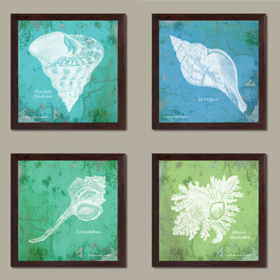 «Elegant Retro Shells» par Gwedolyn Babbit - ensemble de reproductions d'art graphique - toile