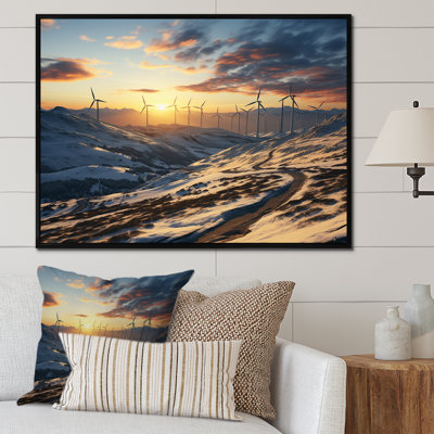 «Sunset Wind Turbines Mountain View III - Wind Turbines», art mural