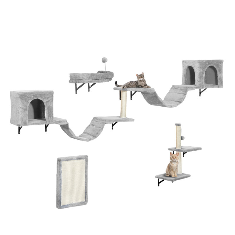  8-Piece Cat Wall Set,Light Grey