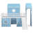 Twin Size Loft  Bed with Slide Pink Tent and Tower - Blue