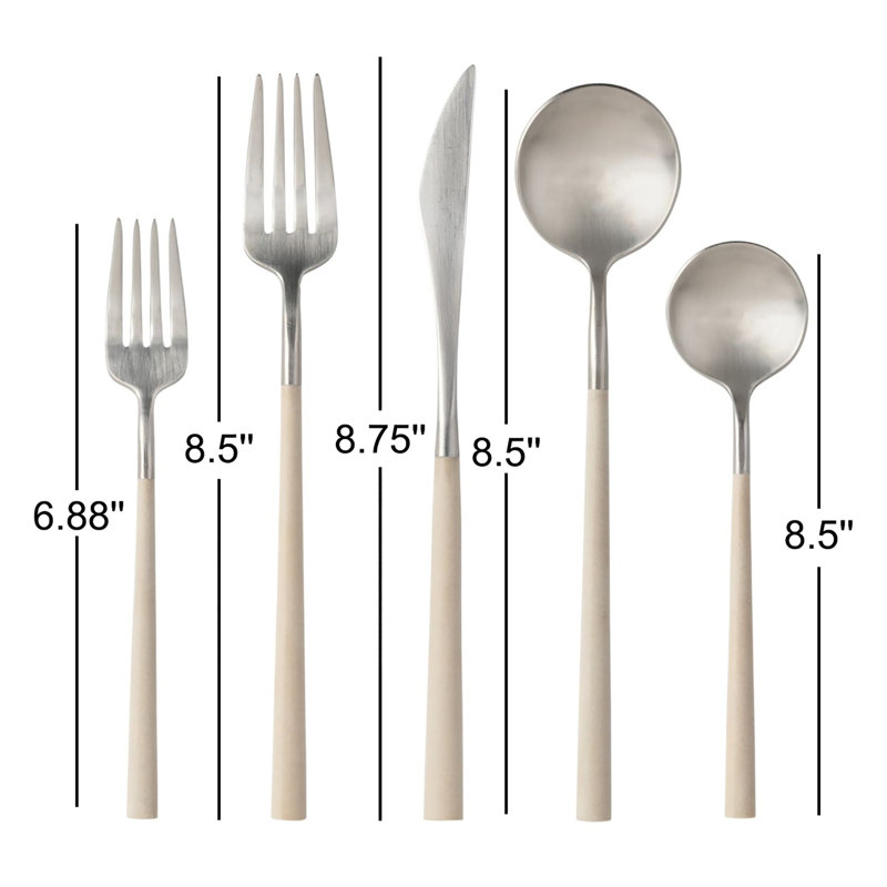 Mito 5 - Piece Stainless Steel Flatware Set - Service for 1, Cream