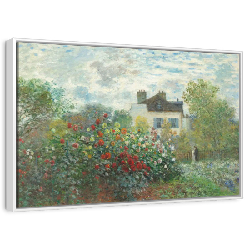 Le jardin de Monet à Argenteuil, 1873, 25 po x 17 po, Cadre flottant blanc