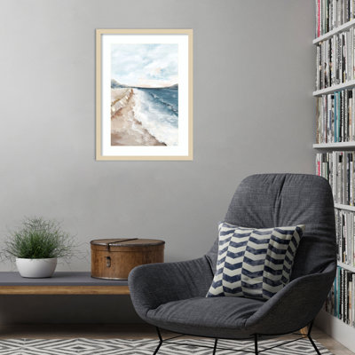 «Walk on Beach II» par Luna Mavis, impression sur bois encadrée