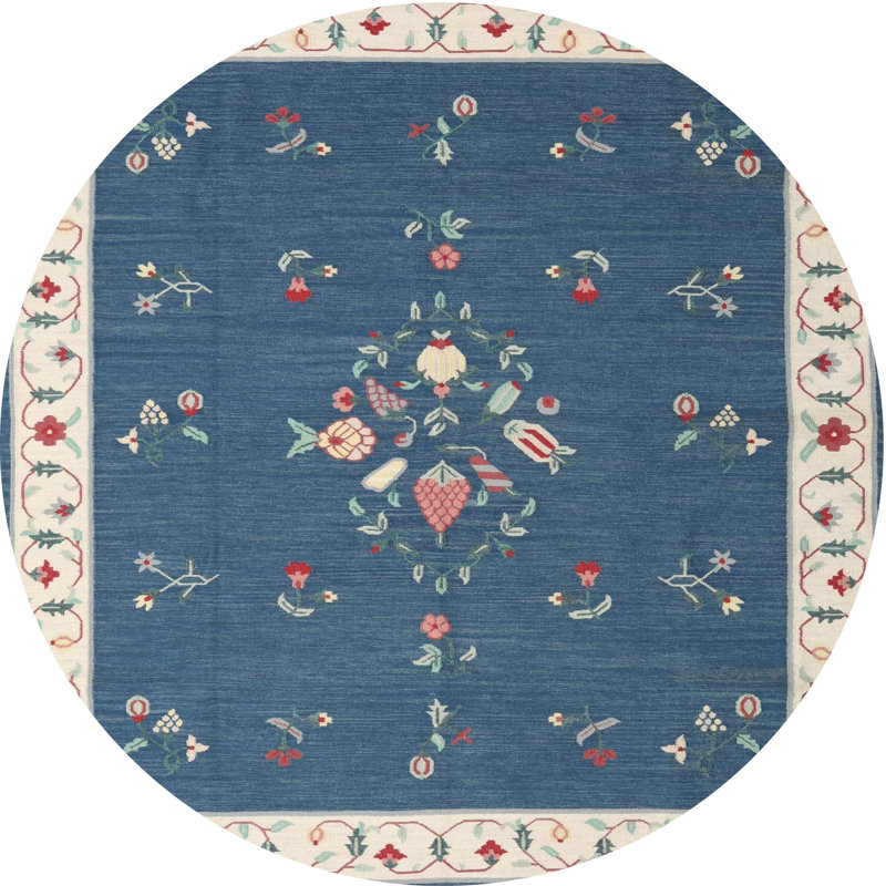 Tapis contemporain bleu, Rond 4 pi