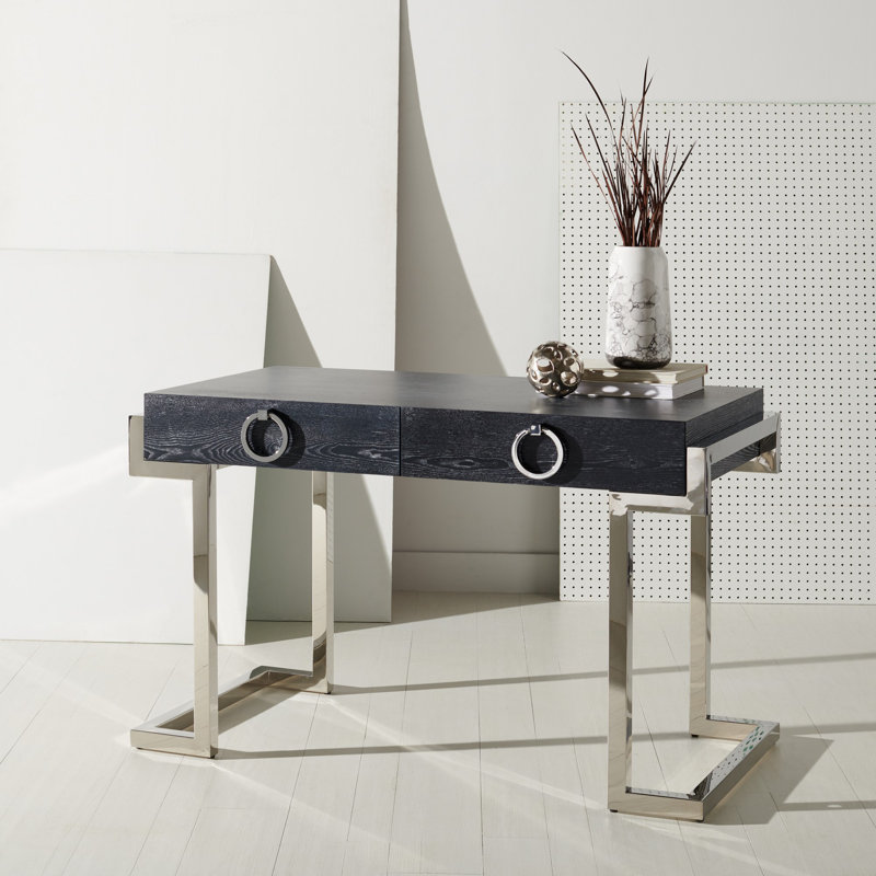 Bureau Hamlig, Chêne noir cérusé / chrome
