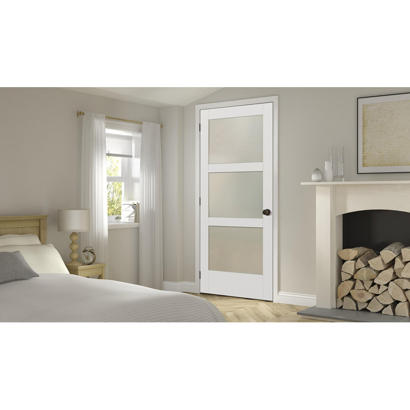 Porte intérieure pré-montée en verre givré MODA 3-Lite, 30 po x 80 po, À droite