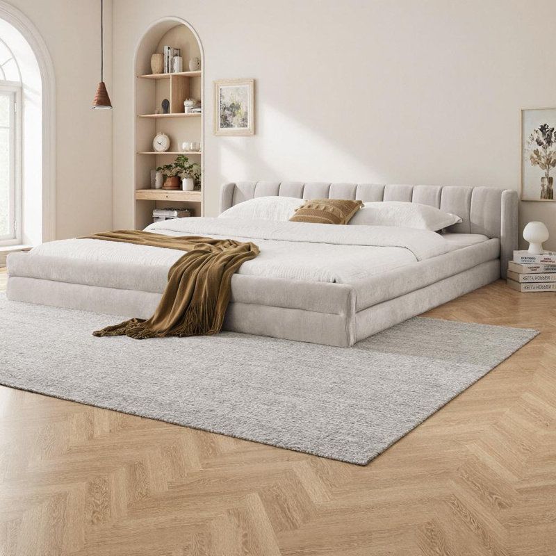 Structure de lit tapissier très grand Cocoon, Beige