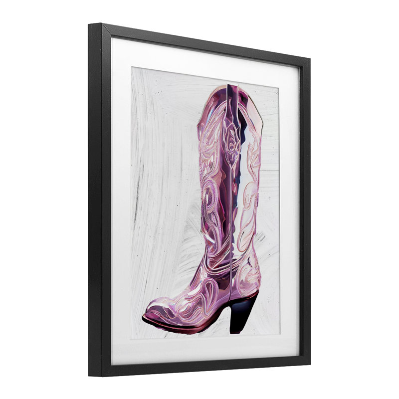 «Cowgirl Cinderella's Boot», reproduction encadrée sous verre, conception de Sasha, Cadre noir minuit, H 16 po x l 13 po