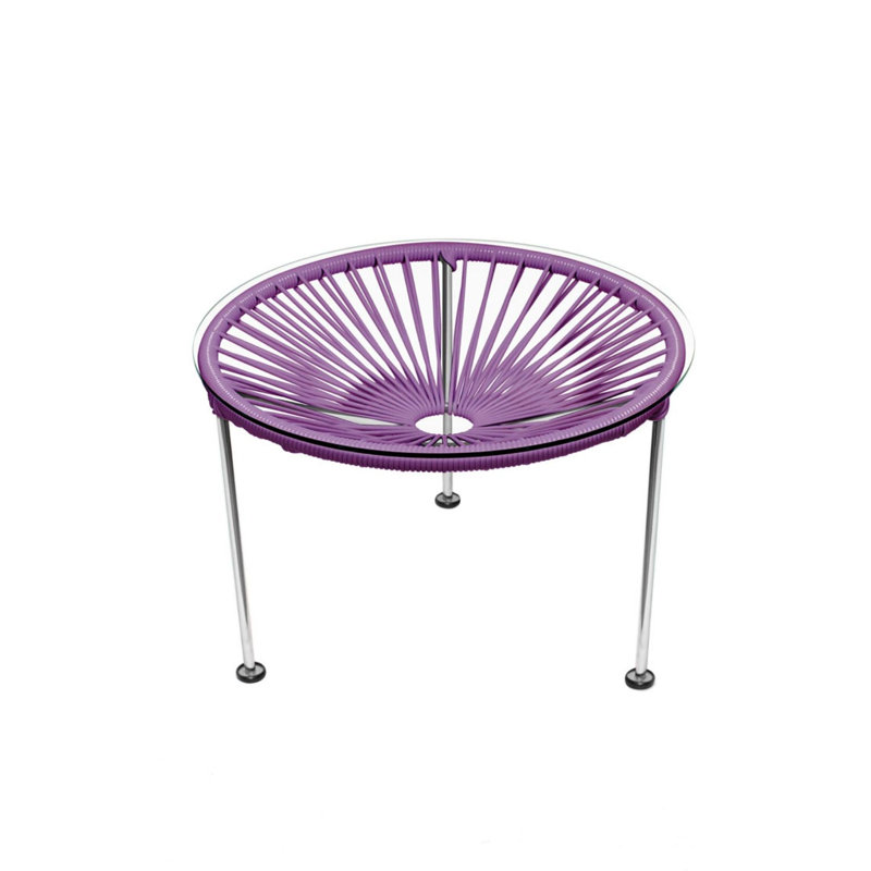 Zicatela Indoor Handmade Coffee Table, Orchid, Chrome