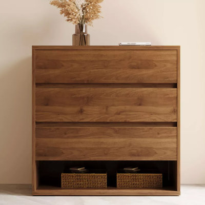 29.52" Decorative Storage Cabinet With 3 Drawers And Open Storage Shelves for Living Room