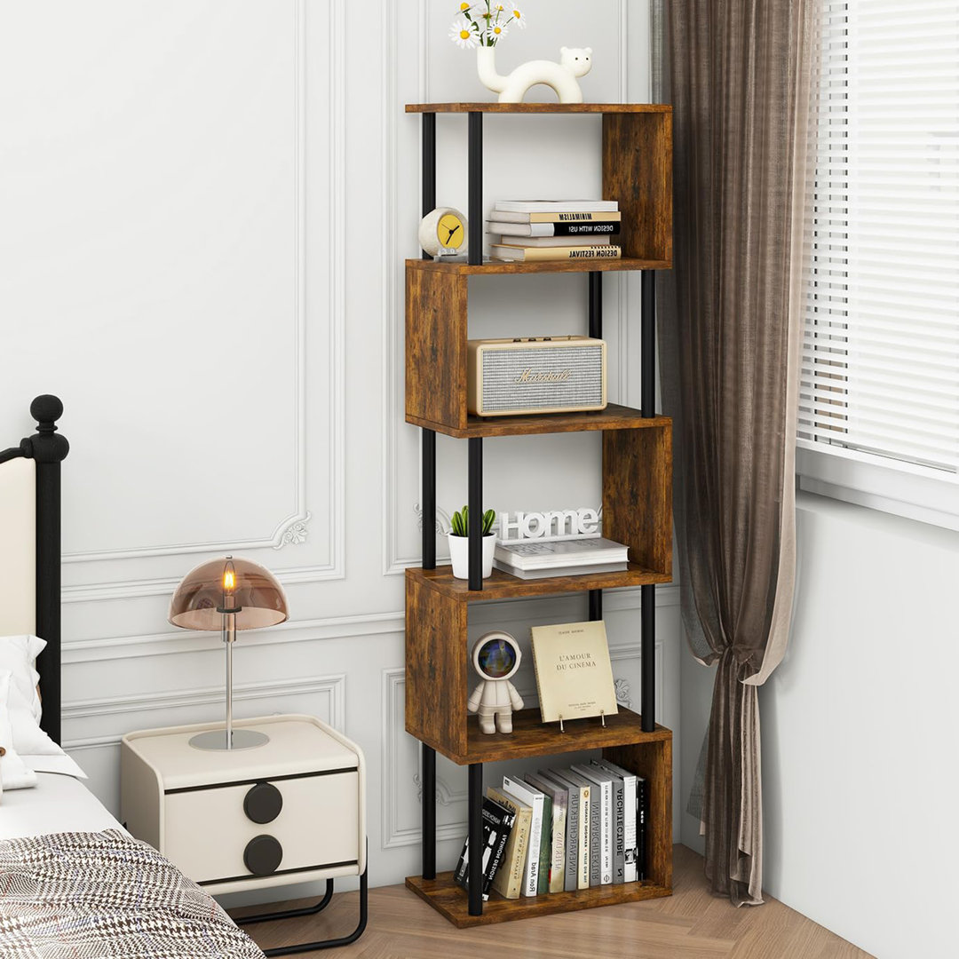 155.5cm H x 38cm W Steel Geometric Bookcase