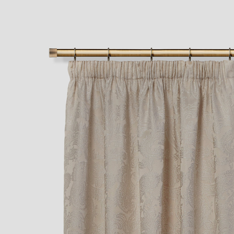 Full Stop Antique Brass Adjustable 160cm to 300cm 2cm Single Curtain Pole, Antique Brass, 1.2 - 2.1m