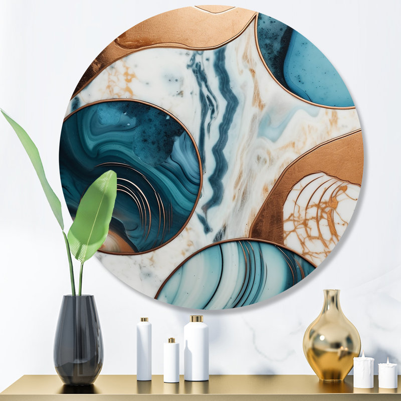 Décoration murale demi-cercle en marbre abstrait II, H 16 po x l 16 po x P 1 po