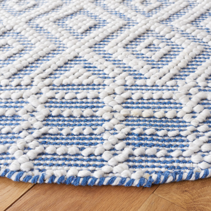 Tapis tissé à la main en coton / ivoire Sabula, Rond 6 pi