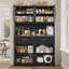 Étagère de boulanger standard Annalynne 47,2 po avec tablette pour micro-ondes, étagère de cuisine en bois avec armoire fermée et 2 tiroirs, gris délavé-1752981685