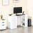 47" Modern Home Office Computer Desk Bookcase Combo Writing Table Workstation With 3 Drawer And Storage Shelf - White