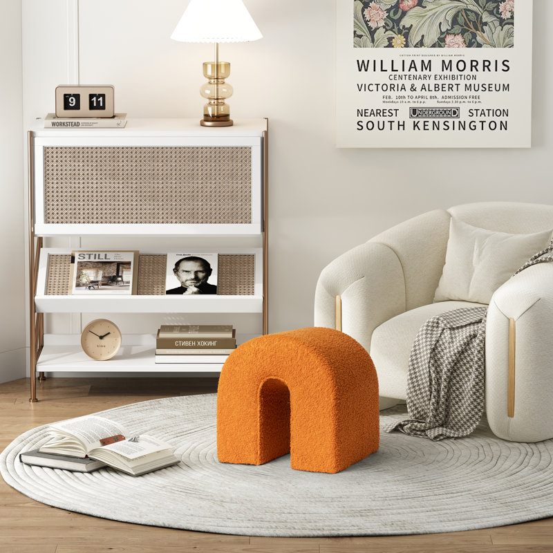 Orange Foot Stool Ottomans , Orange