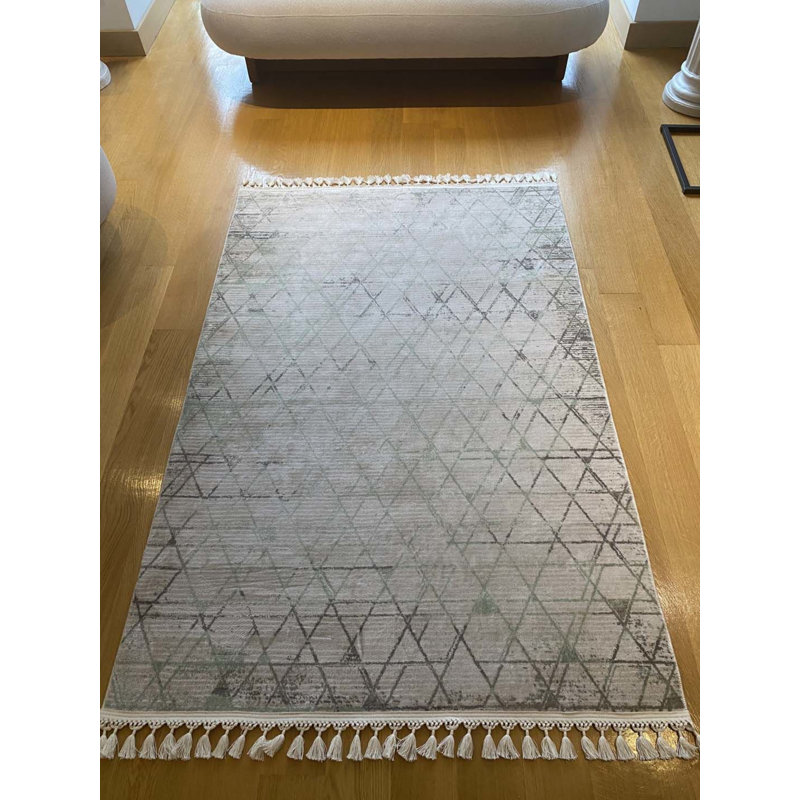 Tapis en coton avec envers antidérapant Lanney, Rectangle 3 pi 11 po x 5 pi 11 po