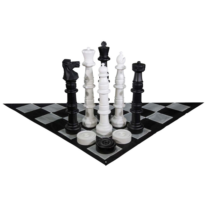 Giant Chess Set With Checkers and  Nylon Mat, 49" H x 9.5" W x 9.5" D