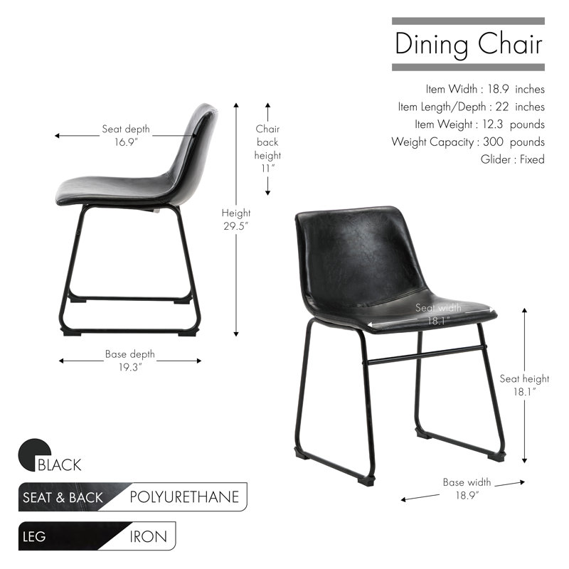 Chaise rembourrée en polyuréthane, Noir