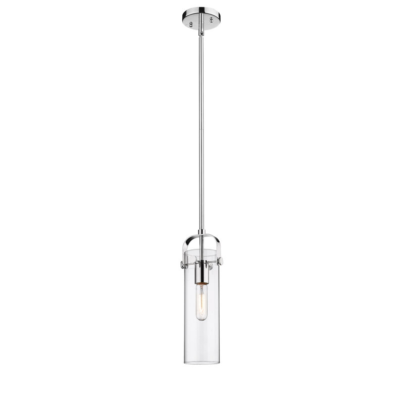 Luminaire suspendu cylindrique simple à 1 lumière Callicles, Nickel poli, Ampoule non incluse
