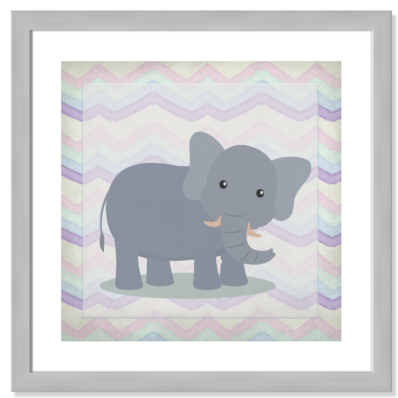 Art de l'éléphant rose, Encadré plat argent, H 22,5 po x l 22,5 po x P 0,6 po