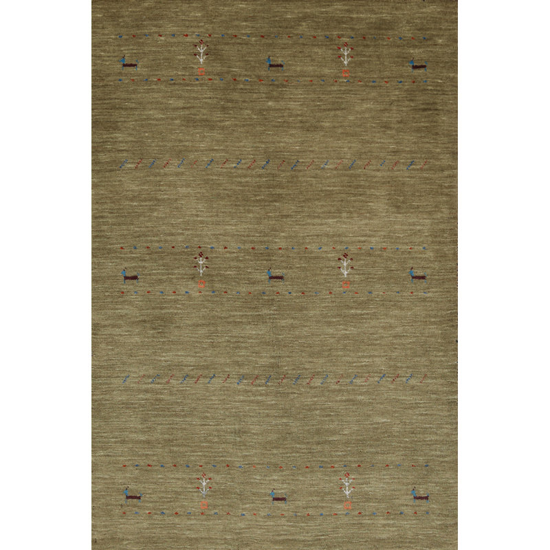 Tapis décoratif vert Gabbeh 3 x 5