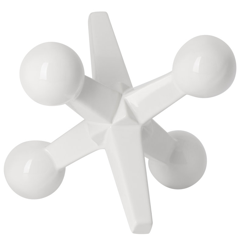  Pellegrin 9" Ceramic Decorative White Jacks Decor Sculpture, White