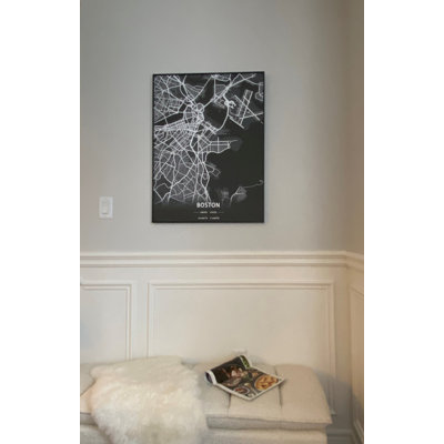 Boston City Map - impression encadrée