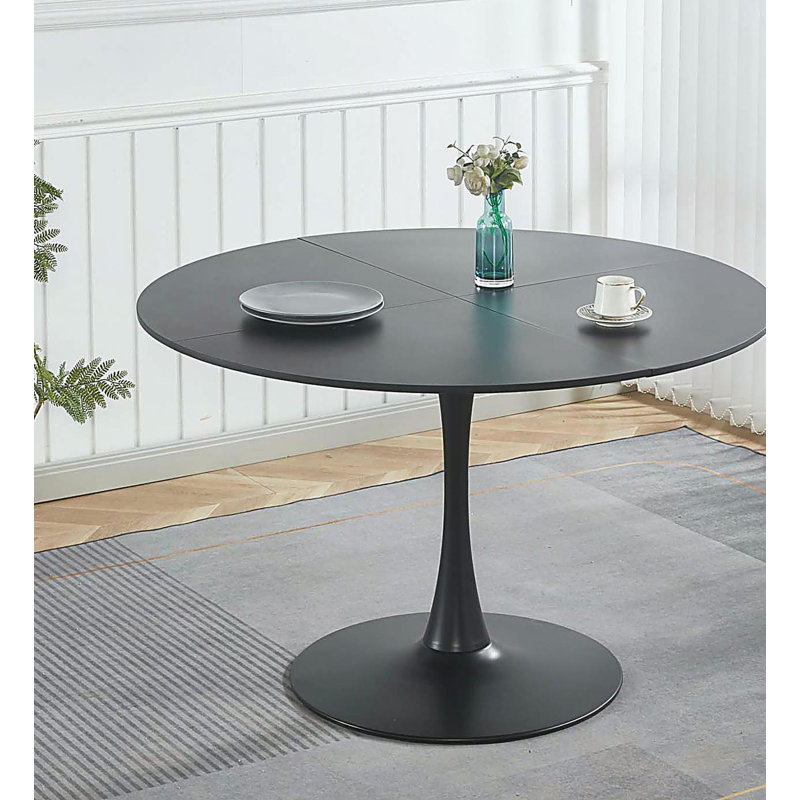 Table de salle à manger Bjarnheiur, Noir, H 29,13 po x l 47,24 po x P 47,24 po, Brun