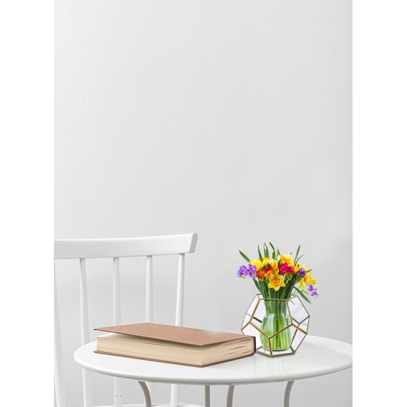 Lanterne en verre et métal en nid d’abeille, H 5,5 po x l 1 po x P 6,5 po