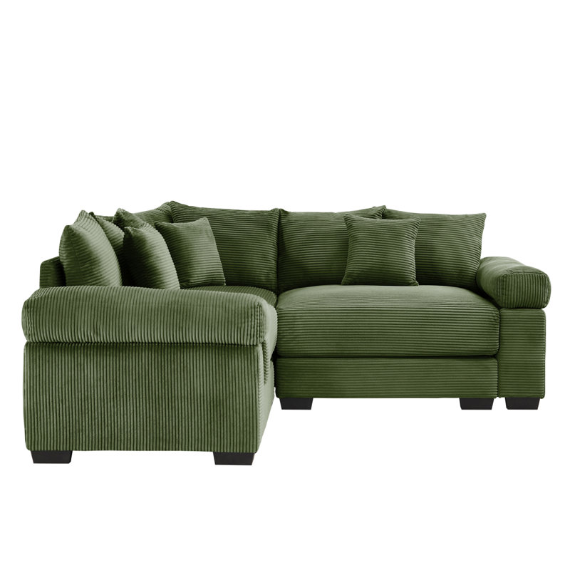 Oversized Cloud Modular Sectional Couch,Convertible Sectional Couches Deep Seat Extra-Wide Armrests, 10 Throw Pillows Premium Corduroy Fabric, Ergonomic Design,Easy Assembly, For Living Rooms,Green
