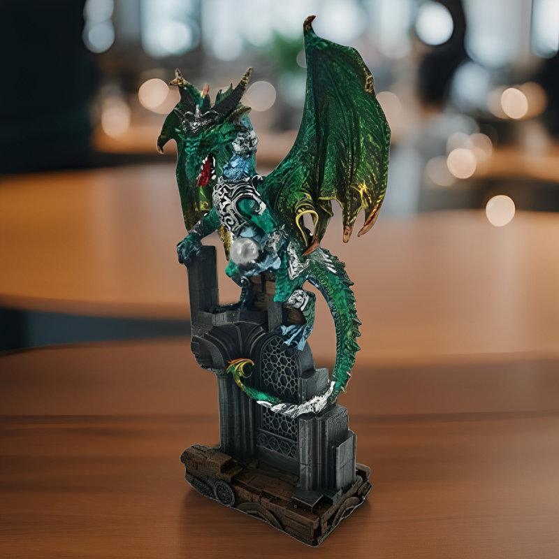 10"H Green Dragon on Gate Figurine
