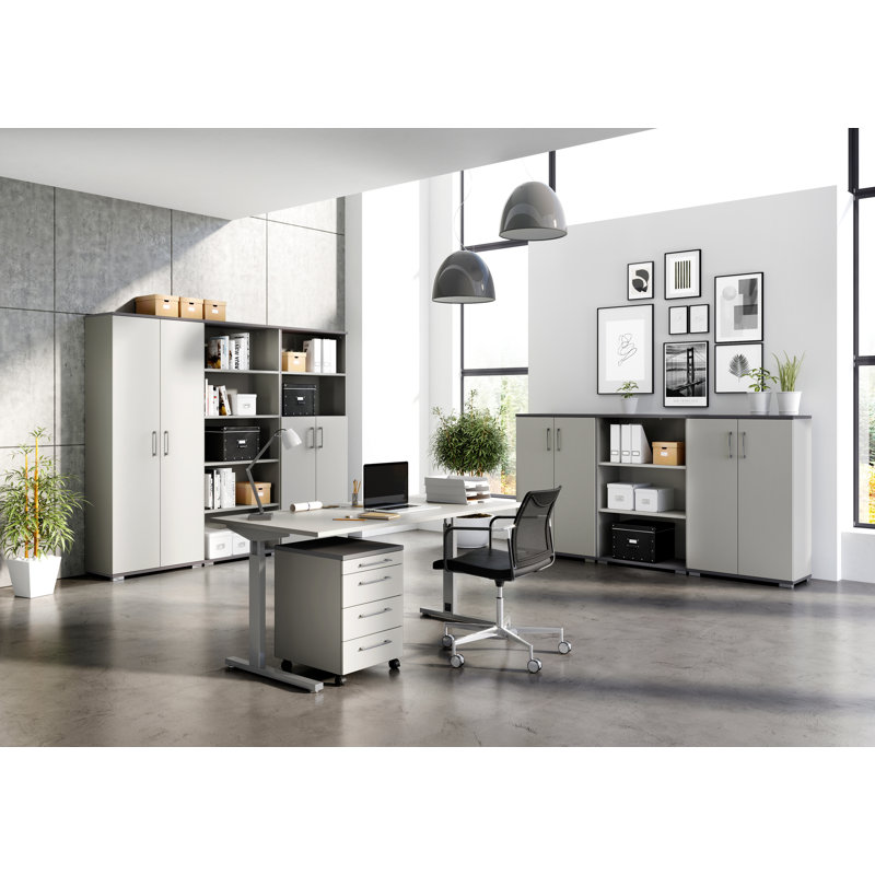 Chien Metal Base Executive Desk, Light Grey/Silver, 80cm H x 180cm W x 80cm D