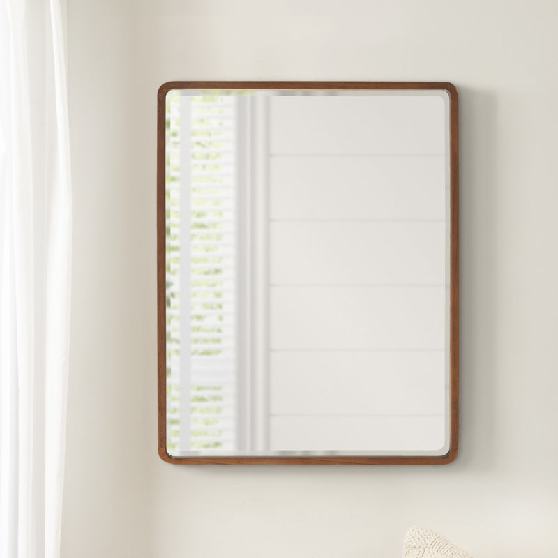 Branca Wood Flat Mirror, 30" x 24", Rustic Brown