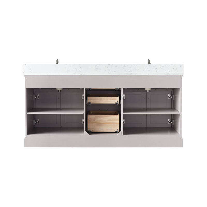 Thompson 72" W Double Bathroom Vanity, Taupe/Brushed Nickel