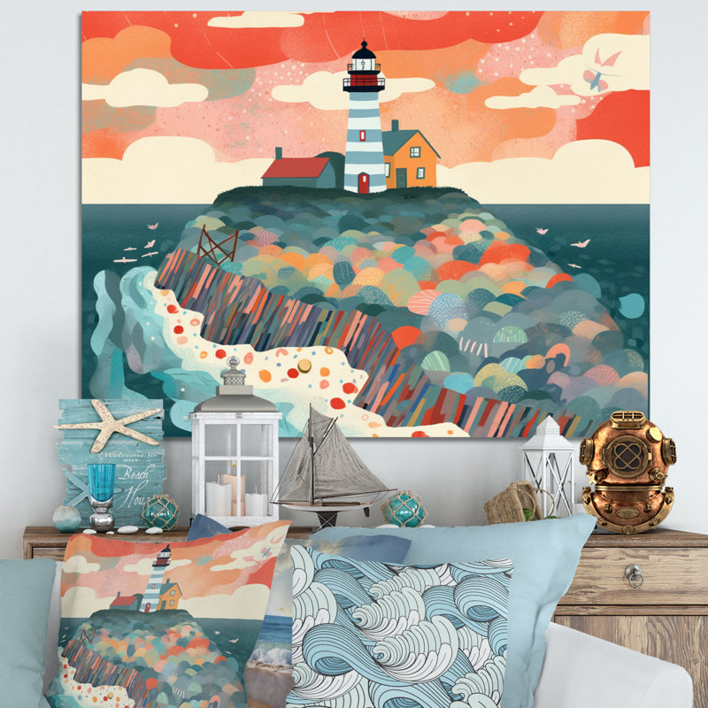 Phare côtier I sur toile, H 34 po x l 44 po x P 1,5 po, Toile tendue