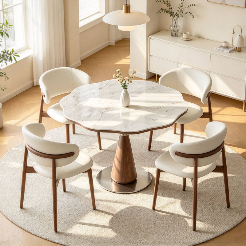 Concrete Top Dining Set, H 29,5 po x l 47,2 po x P 47,2 po, 5
