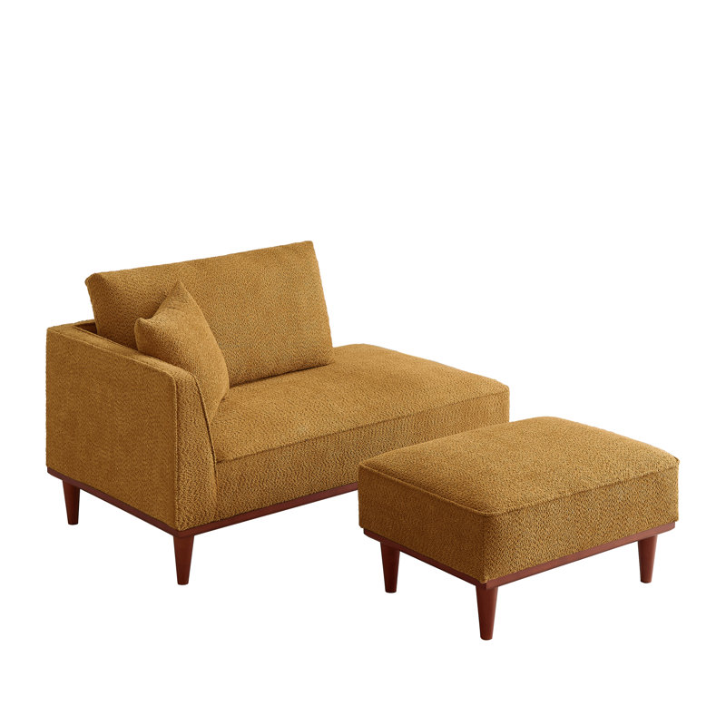 Chaise longue et tabouret rembourrés Finken, Orange