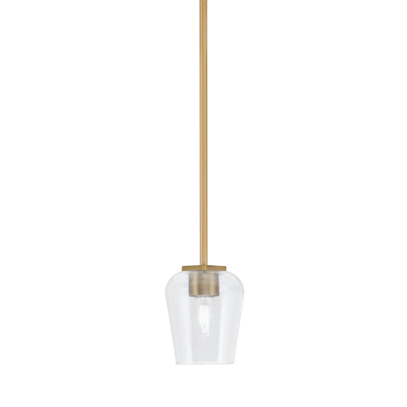 Mini-luminaire suspendu avec tige en verre Finola 5 po, Laiton