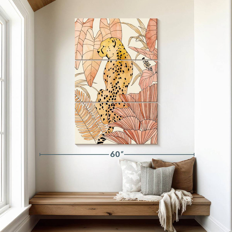 Brampt Blush Cheetah I, 50" H x 32" W