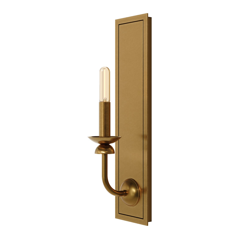 William Wall Sconce - Lacquered Burnished Brass - Rectangle Backplate, Lacquered Burnished Brass