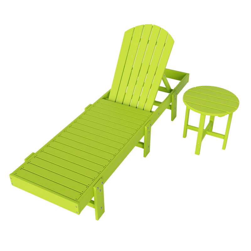 Altura Outdoor Chaise Lounge with Table, Lime Yellow