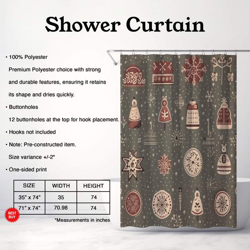 Rideau de douche haut de gamme Arctic Snow Abstraction, H 74 po x l 71 po
