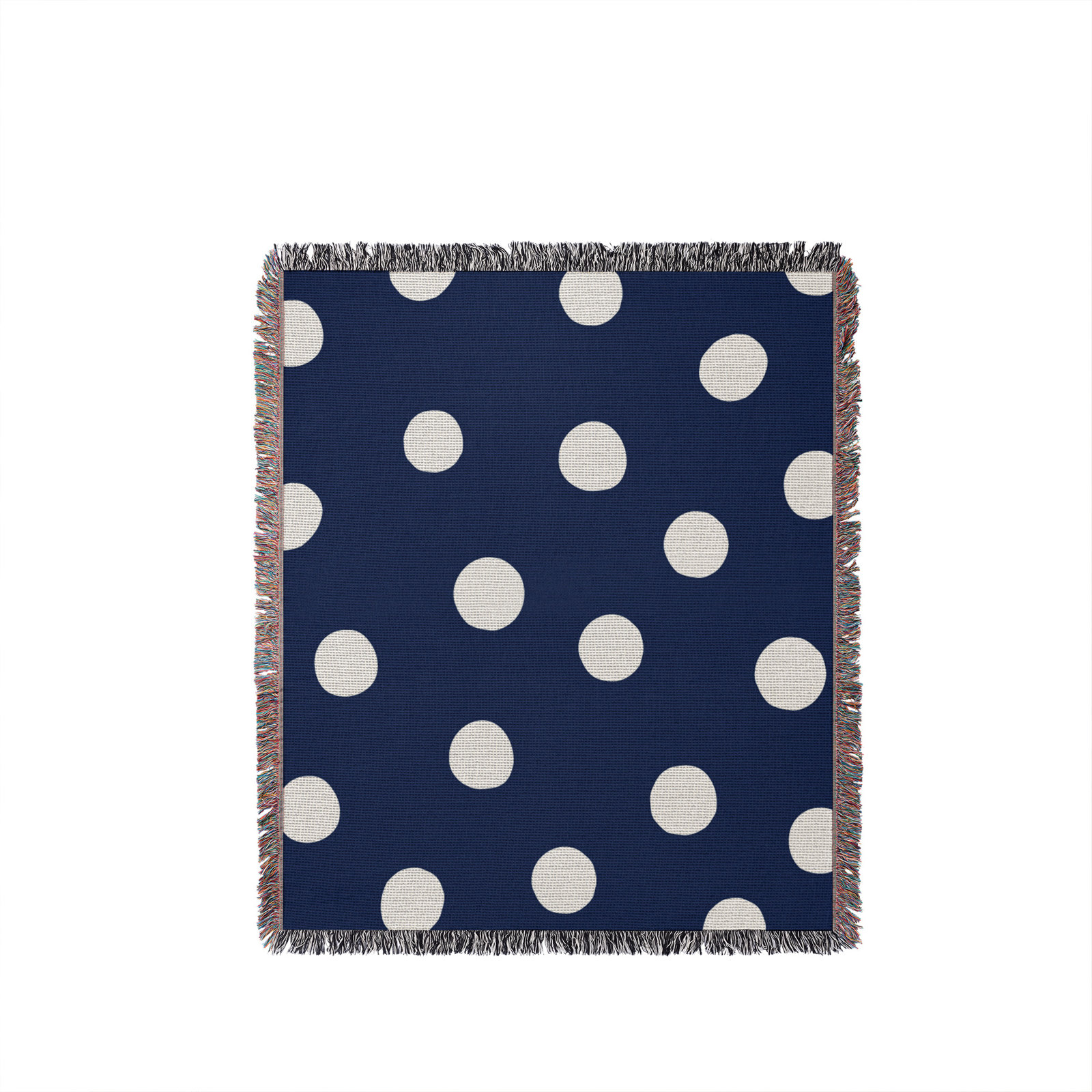 Leonore Cotton Hand Woven Throw Blanket, 50" x 70"  – Full/Double, Navy Blue